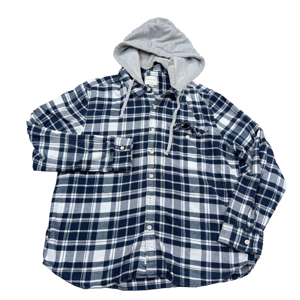 American Eagle Shirt Jacket Men XXL 2XL Plaid Button Up Flannel Shacket Unlined